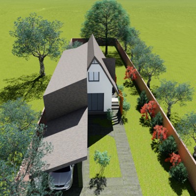 AsiCarhitectura Locuinta P+M - vazuta de sus - Proiecte de case, proiecte de locuinte unifamiliale AsiCarhitectura