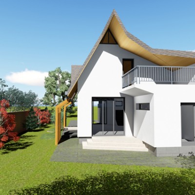 AsiCarhitectura Casa cu fatada alba si curtea - Proiecte de case, proiecte de locuinte unifamiliale AsiCarhitectura