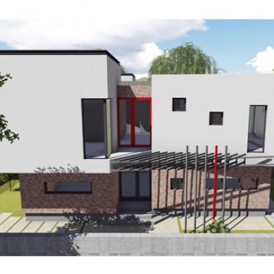 AsiCarhitectura Locuinta cuplata P+E - Sistem terasa - Bucuresti Nord - suprafete vitrate mari - Proiecte