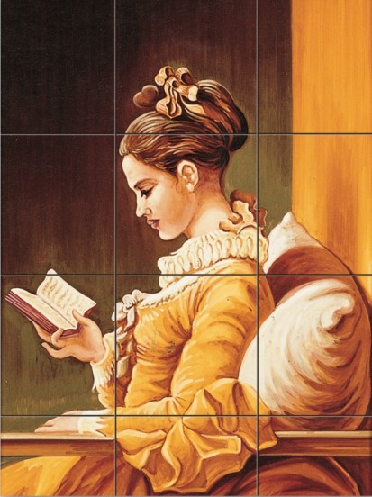 Fata citind Faianta pictata pentru living