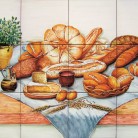 Decor paine specialitati paine si branza - Faianta pictata manual pentru amenajarea bucatariilor - ARTELUX