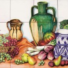 Decor plita cu fructe legume si vase de lut - Faianta pictata manual pentru amenajarea bucatariilor