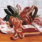 Decor plita gourmet carne - Faianta pictata manual pentru amenajarea bucatariilor - ARTELUX