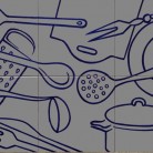 Decor plita kitchenware gri-albastru - Faianta pictata manual pentru amenajarea bucatariilor - ARTELUX