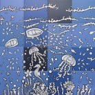 Peisaj subacvatic caluti de mare, pesti - jocuri albastru - Faianta pictata pentru baie - ARTELUX