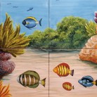 Peisaj subacvatic corali si pesti - Faianta pictata pentru baie - ARTELUX