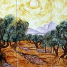 Maslini cu cer galben si soare - Decoruri artistice din faianta pictata pentru living ARTELUX
