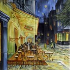 Terasa cafenelei, noaptea - Decoruri artistice din faianta pictata pentru living ARTELUX