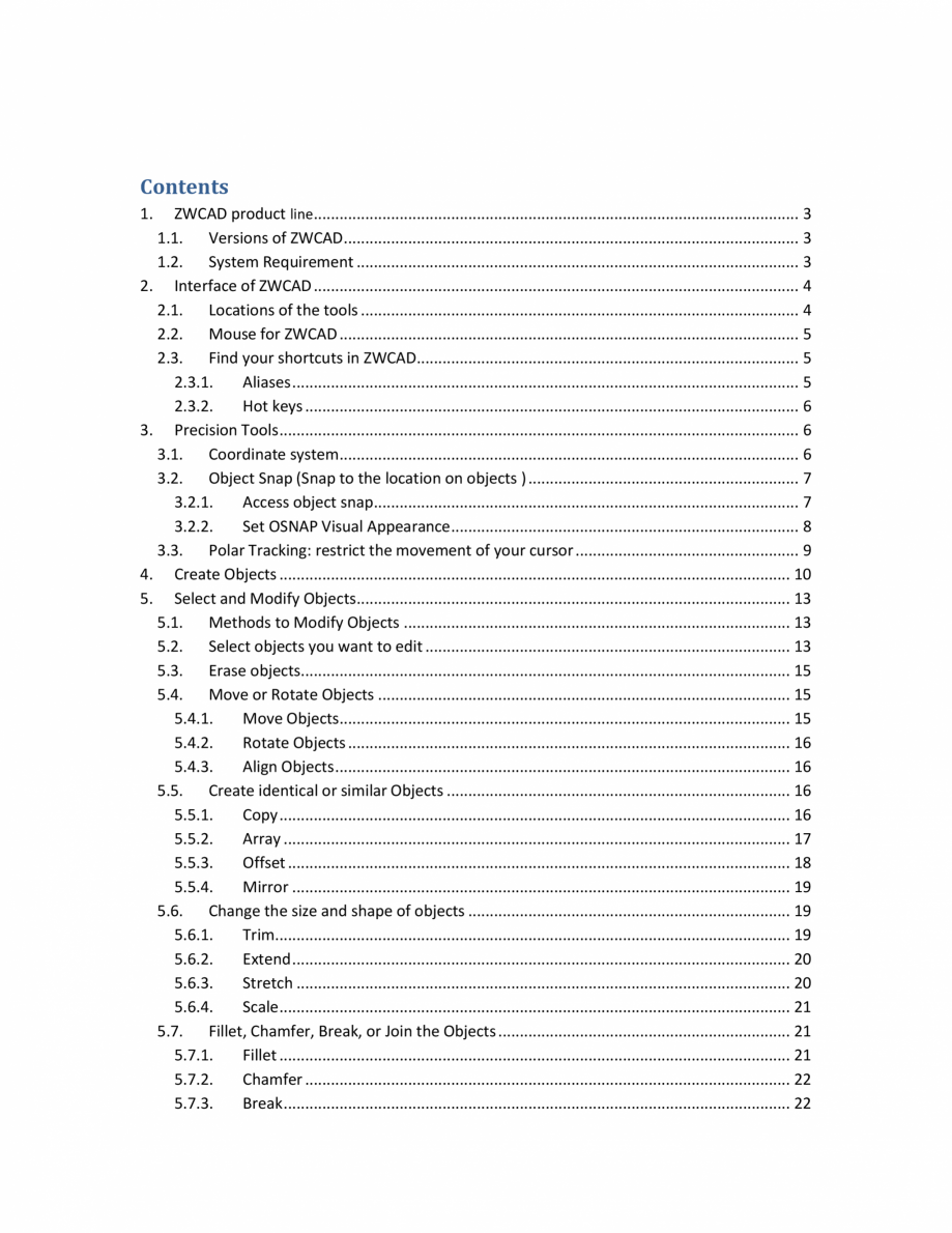 Pagina 2-ZWCAD Quick Reference ZWCAD Standard 2024, Professional 2024 Catalog, brosura Engleza ......... 5
2....