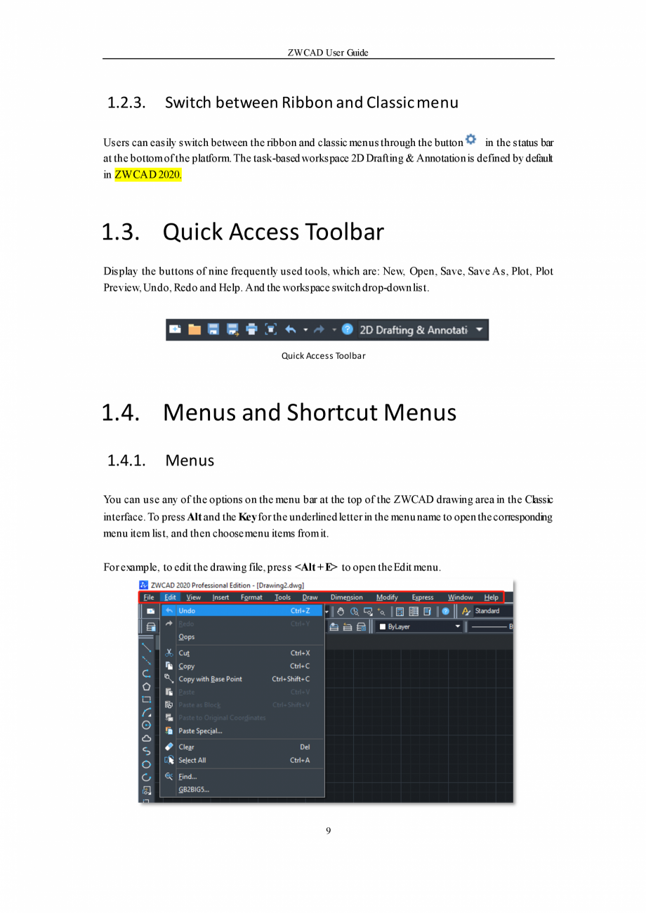 Pagina 9-ZWCAD User Guide manual ZWCAD Standard 2024, Professional 2024 Instructiuni montaj, utilizare...