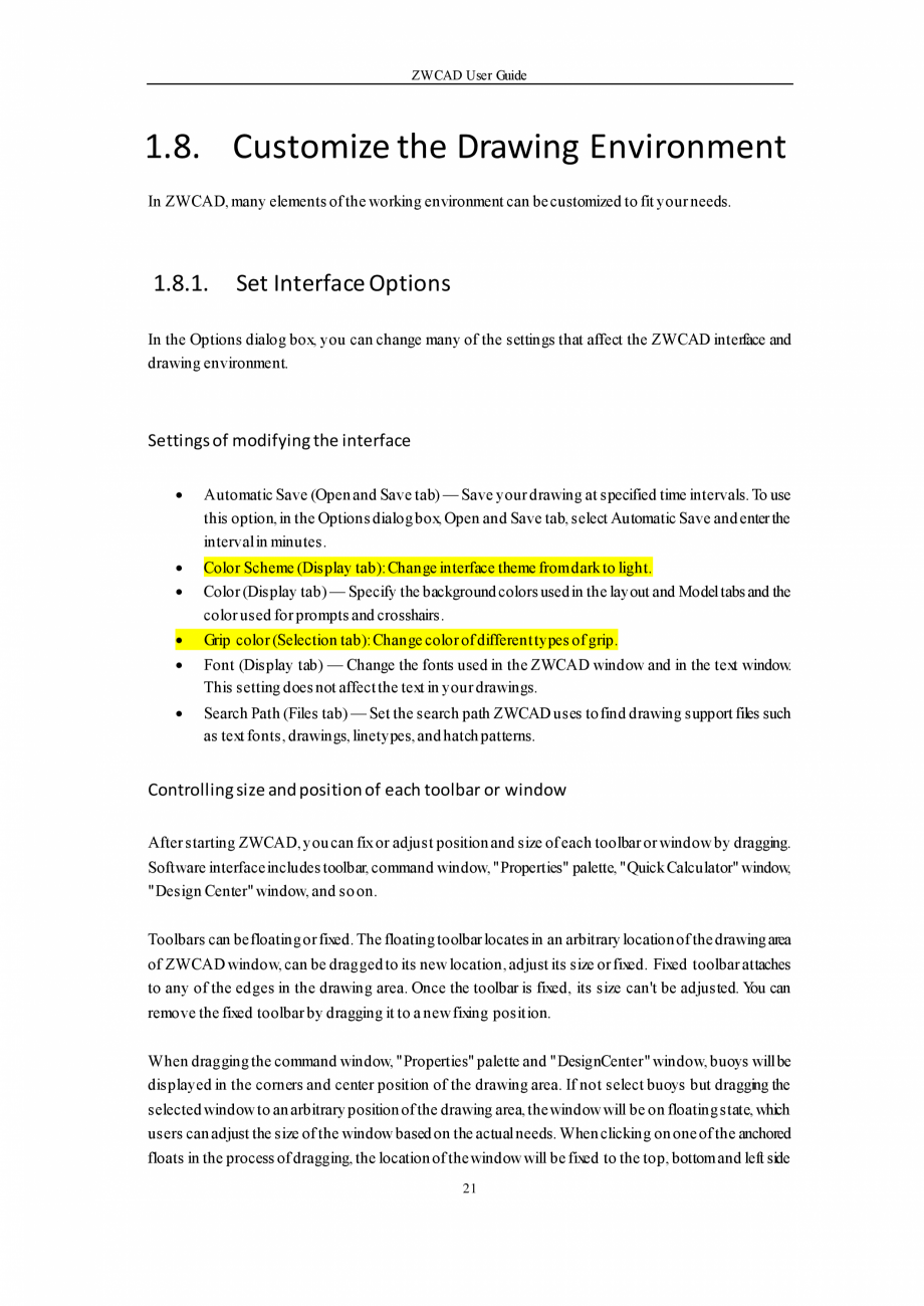 Pagina 21-ZWCAD User Guide manual ZWCAD Standard 2024, Professional 2024 Instructiuni montaj, utilizare...