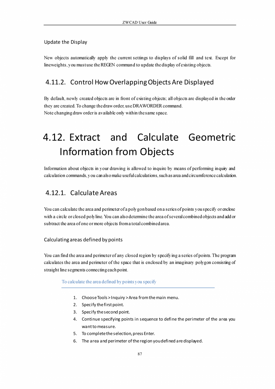 Pagina 87 - ZWCAD User Guide manual ZWCAD Standard 2024, Professional 2024 Instructiuni montaj,...