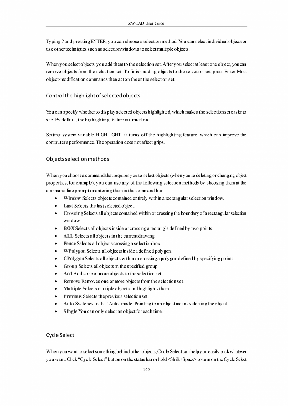 Pagina 165-ZWCAD User Guide manual ZWCAD Standard 2024, Professional 2024 Instructiuni montaj, utilizare...