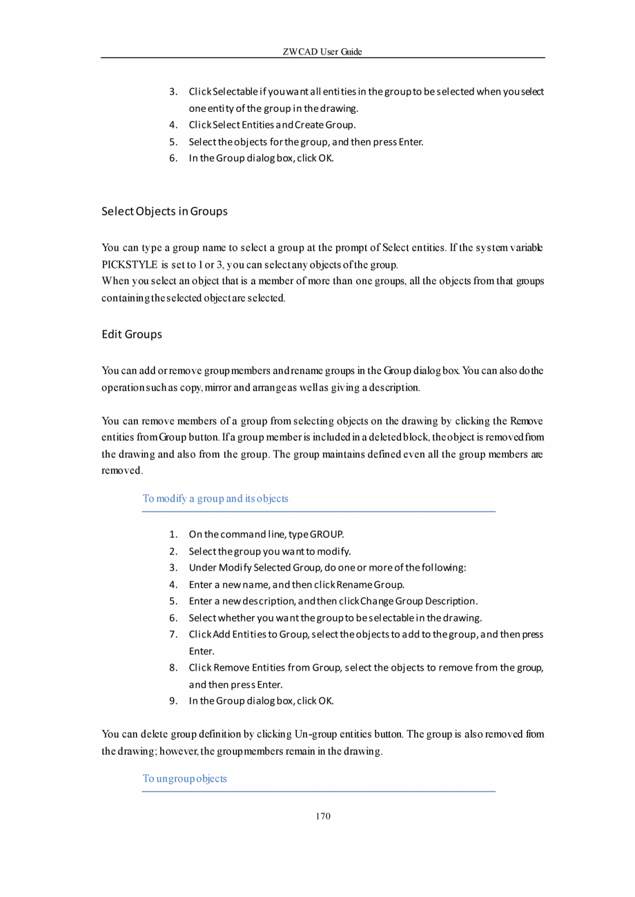 Pagina 170-ZWCAD User Guide manual ZWCAD Standard 2024, Professional 2024 Instructiuni montaj, utilizare...