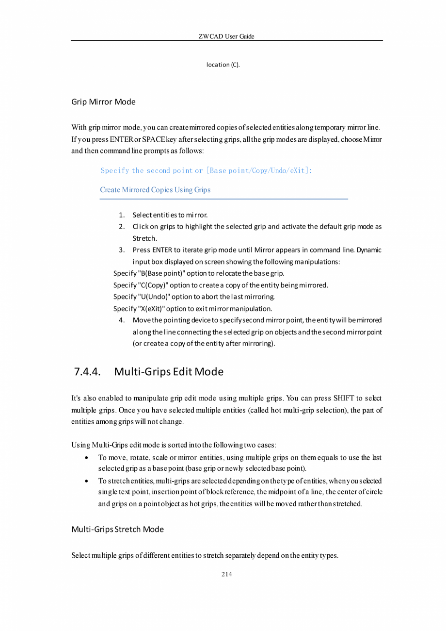 Pagina 214-ZWCAD User Guide manual ZWCAD Standard 2024, Professional 2024 Instructiuni montaj, utilizare...