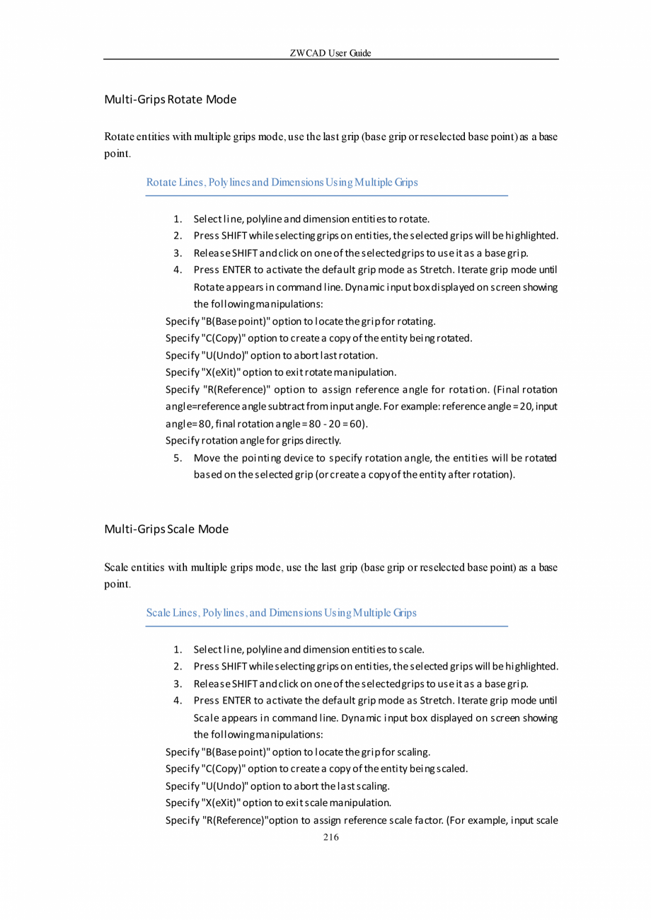 Pagina 216-ZWCAD User Guide manual ZWCAD Standard 2024, Professional 2024 Instructiuni montaj, utilizare...