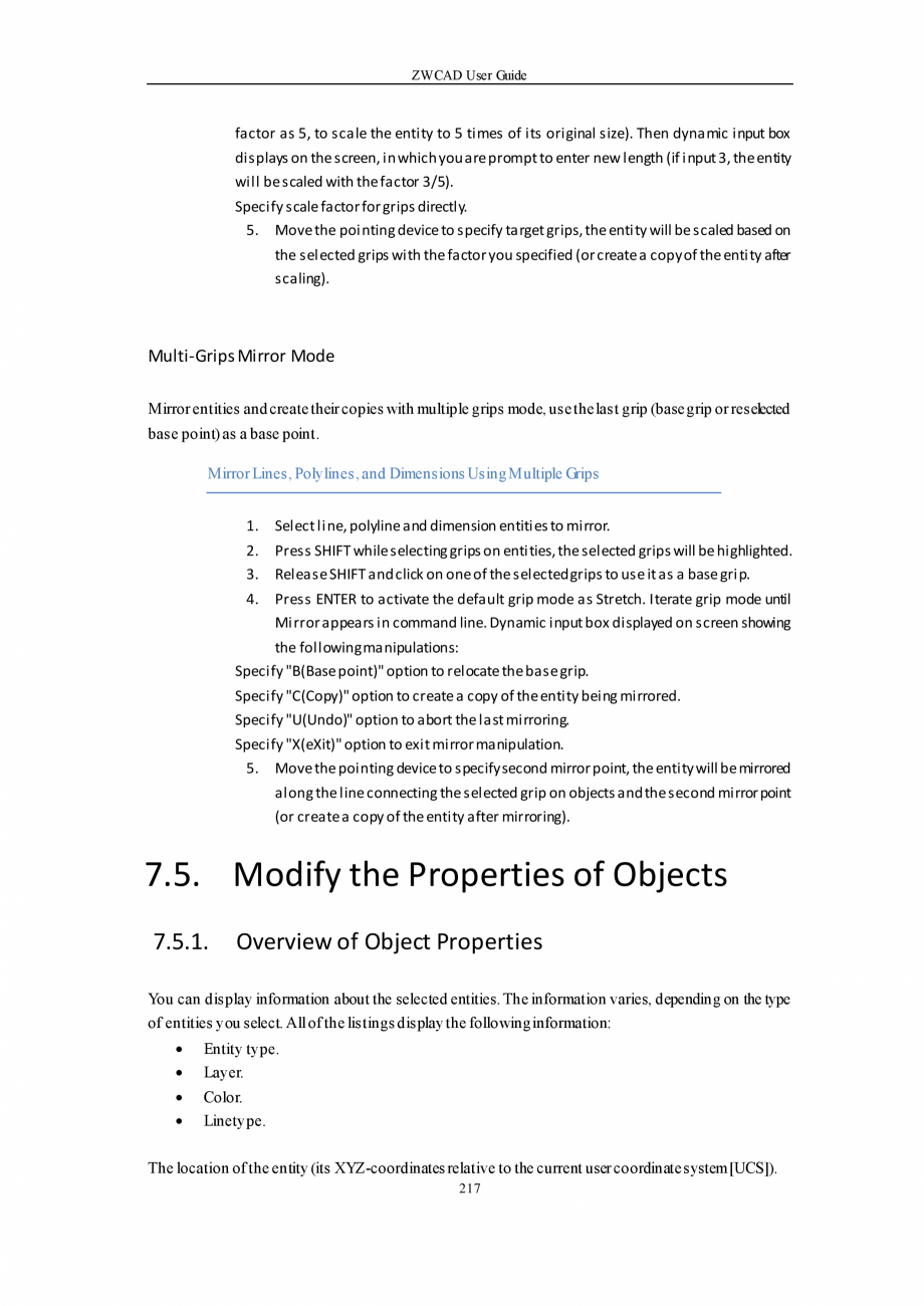 Pagina 217-ZWCAD User Guide manual ZWCAD Standard 2024, Professional 2024 Instructiuni montaj, utilizare...