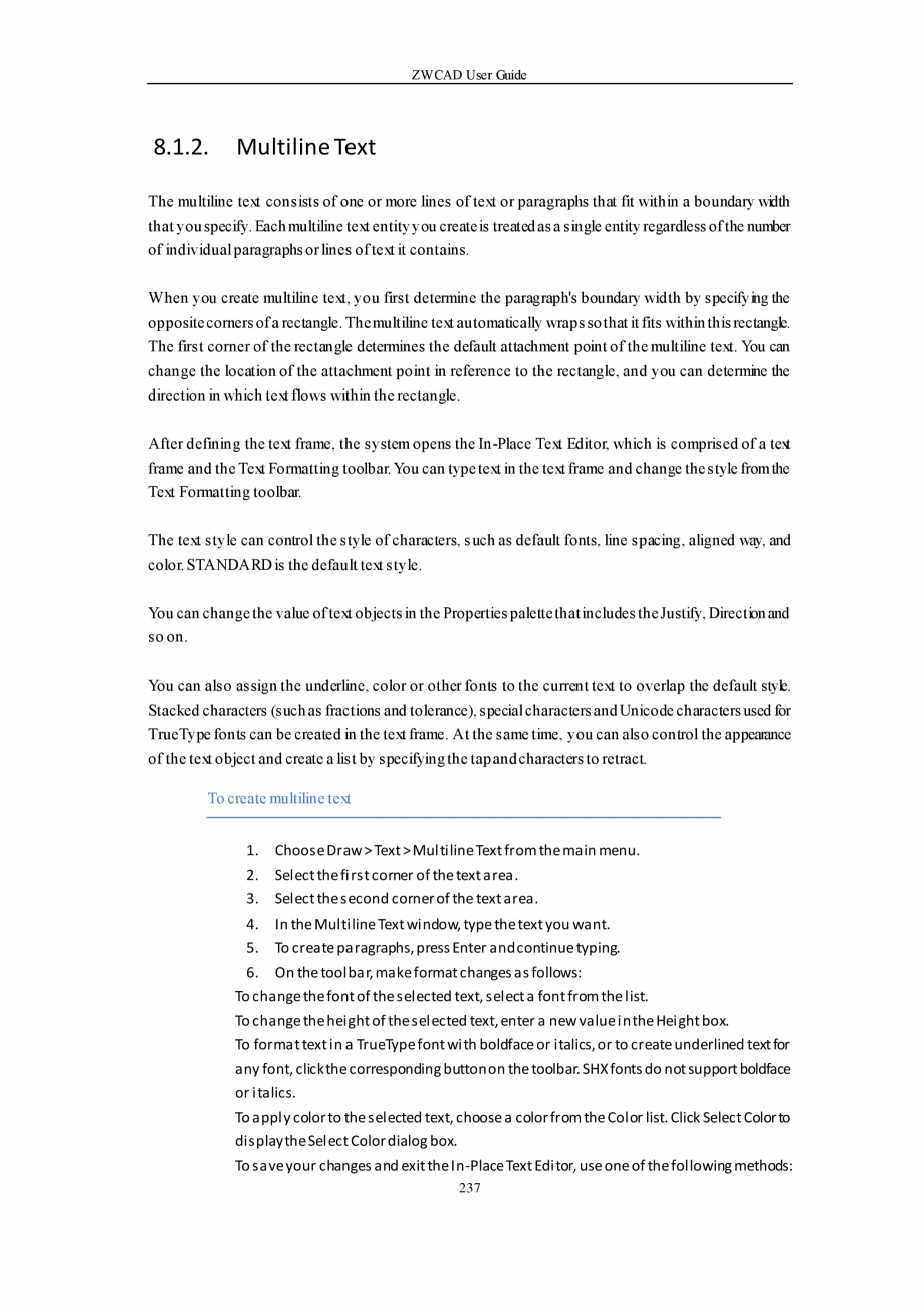 Pagina 237-ZWCAD User Guide manual ZWCAD Standard 2024, Professional 2024 Instructiuni montaj, utilizare...