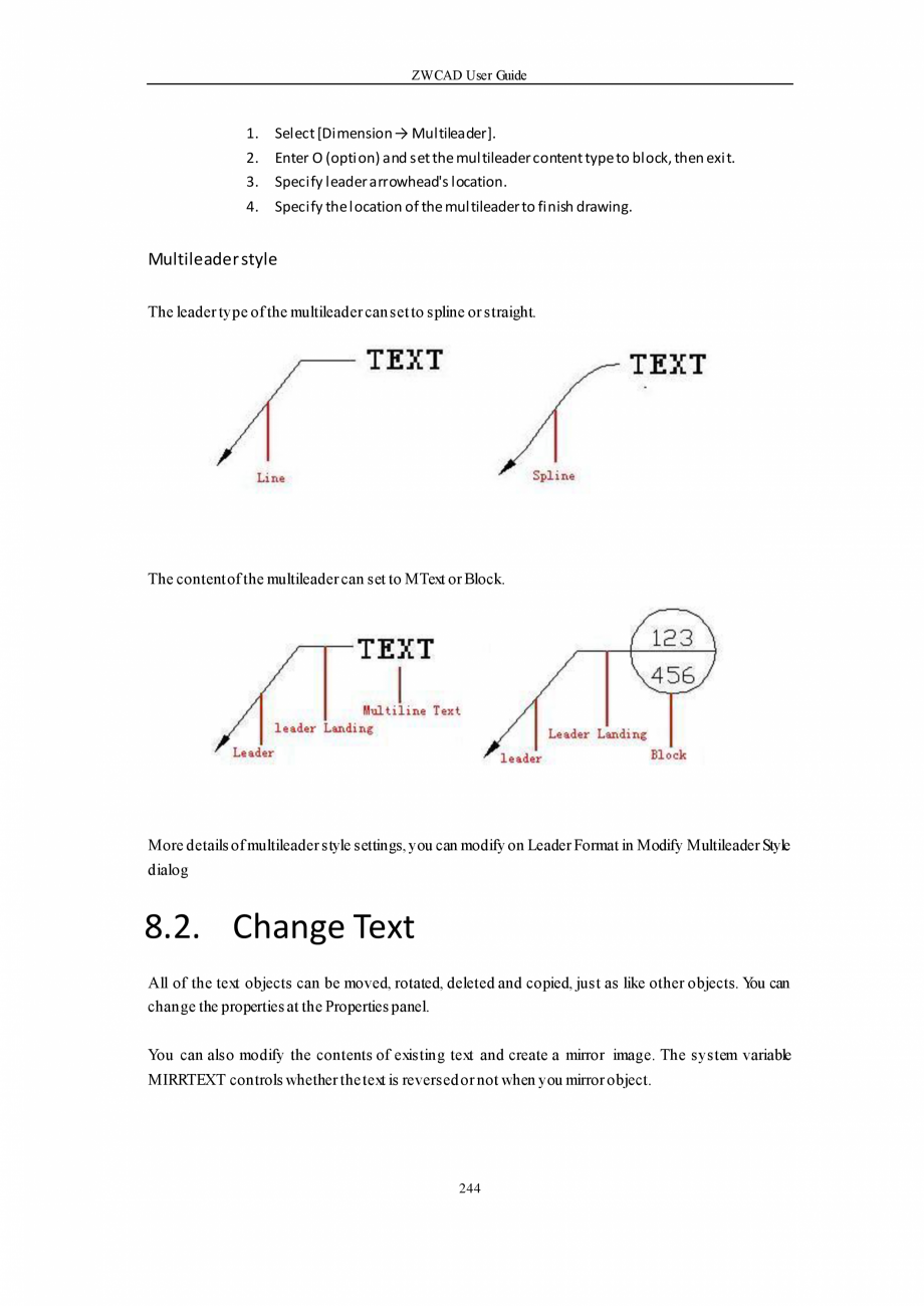 Pagina 244-ZWCAD User Guide manual ZWCAD Standard 2024, Professional 2024 Instructiuni montaj, utilizare...