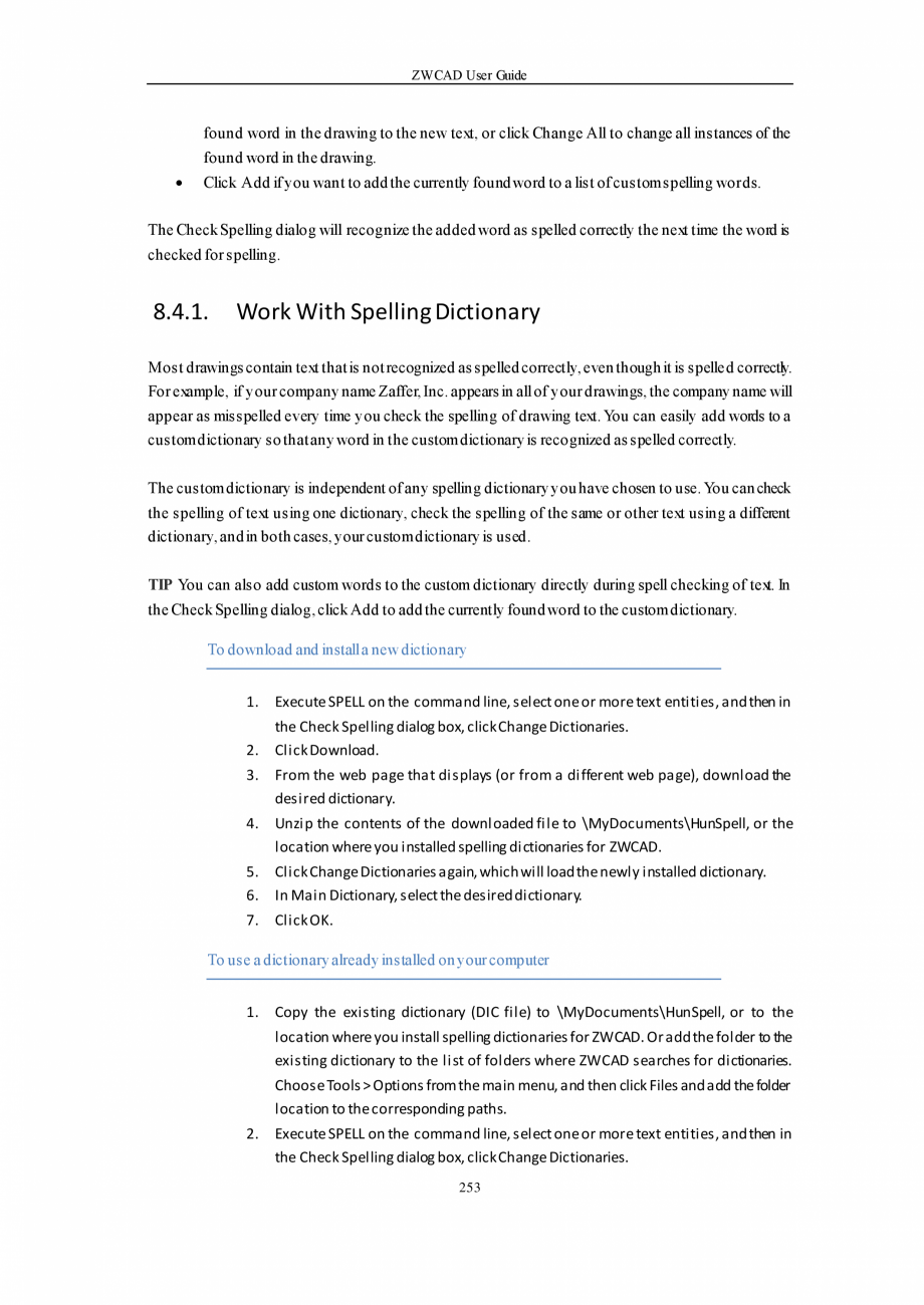 Pagina 253-ZWCAD User Guide manual ZWCAD Standard 2024, Professional 2024 Instructiuni montaj, utilizare...