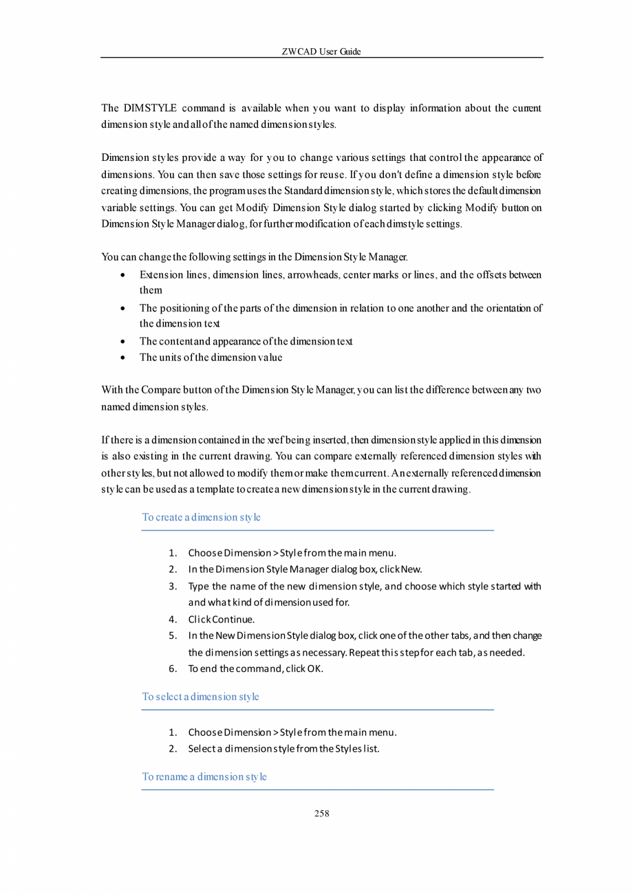 Pagina 258-ZWCAD User Guide manual ZWCAD Standard 2024, Professional 2024 Instructiuni montaj, utilizare...