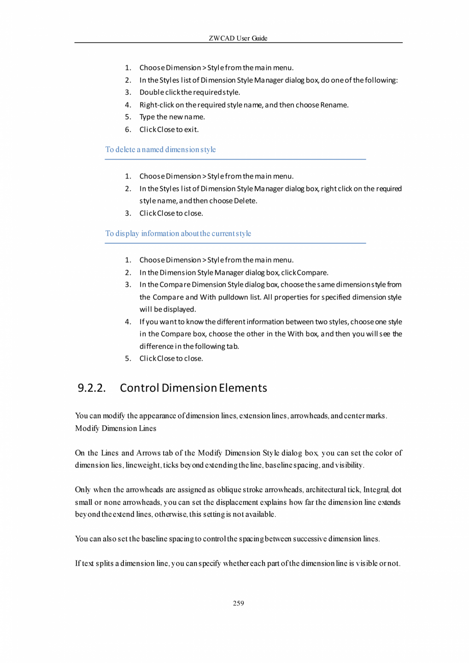 Pagina 259-ZWCAD User Guide manual ZWCAD Standard 2024, Professional 2024 Instructiuni montaj, utilizare...