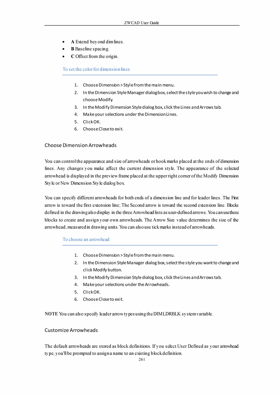 Pagina 261-ZWCAD User Guide manual ZWCAD Standard 2024, Professional 2024 Instructiuni montaj, utilizare...