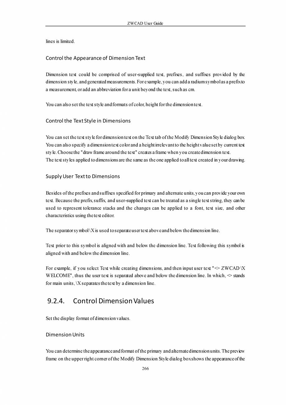 Pagina 266-ZWCAD User Guide manual ZWCAD Standard 2024, Professional 2024 Instructiuni montaj, utilizare...