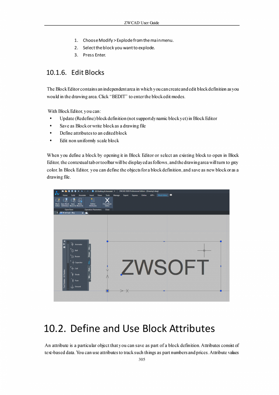 Pagina 305-ZWCAD User Guide manual ZWCAD Standard 2024, Professional 2024 Instructiuni montaj, utilizare...