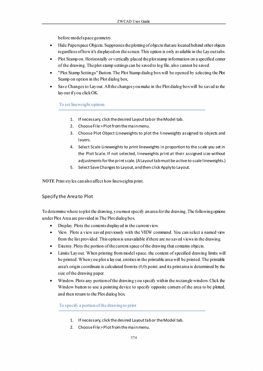 Pagina 374-ZWCAD User Guide manual ZWCAD Standard 2024, Professional 2024 Instructiuni montaj, utilizare...