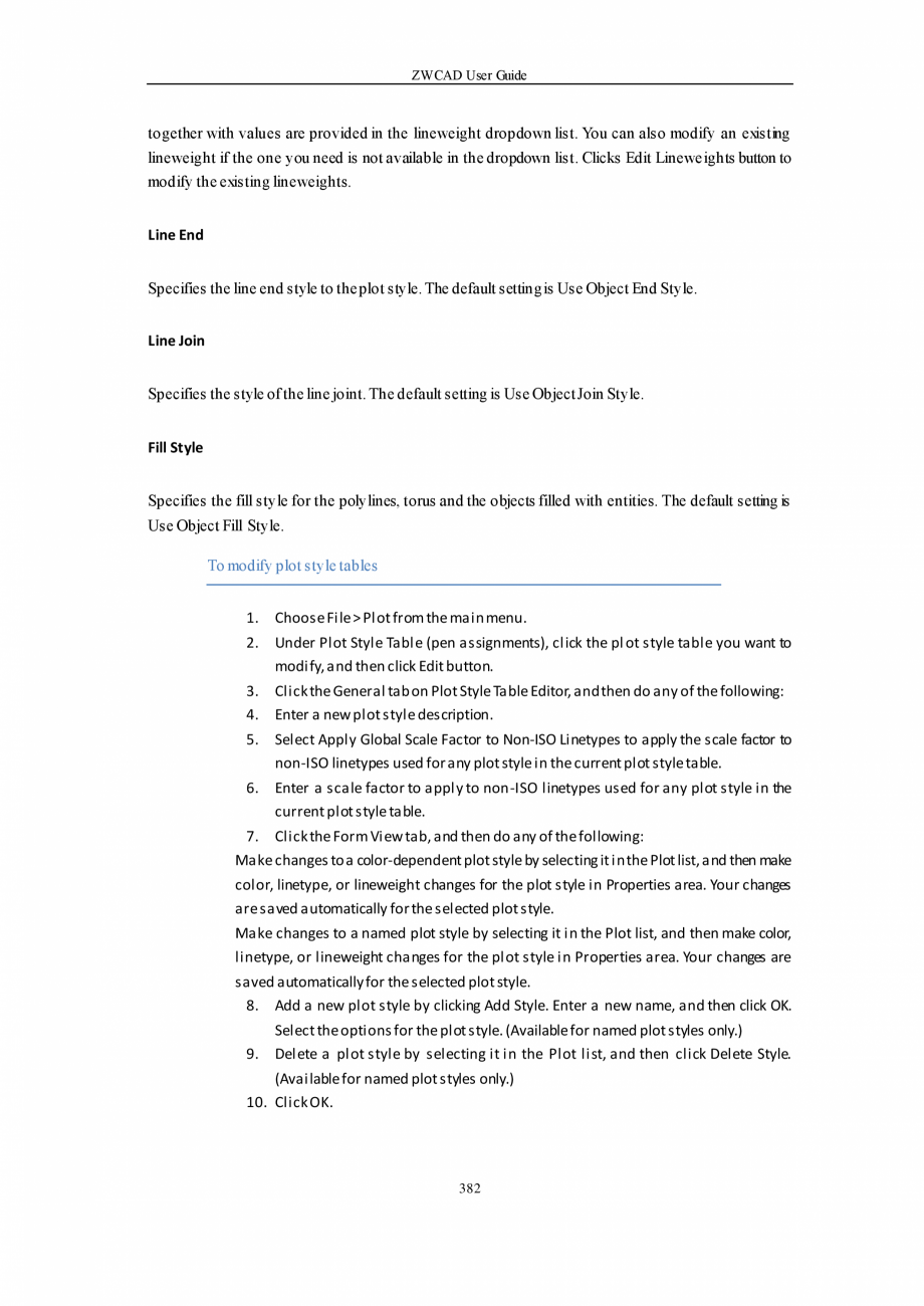 Pagina 382-ZWCAD User Guide manual ZWCAD Standard 2024, Professional 2024 Instructiuni montaj, utilizare...