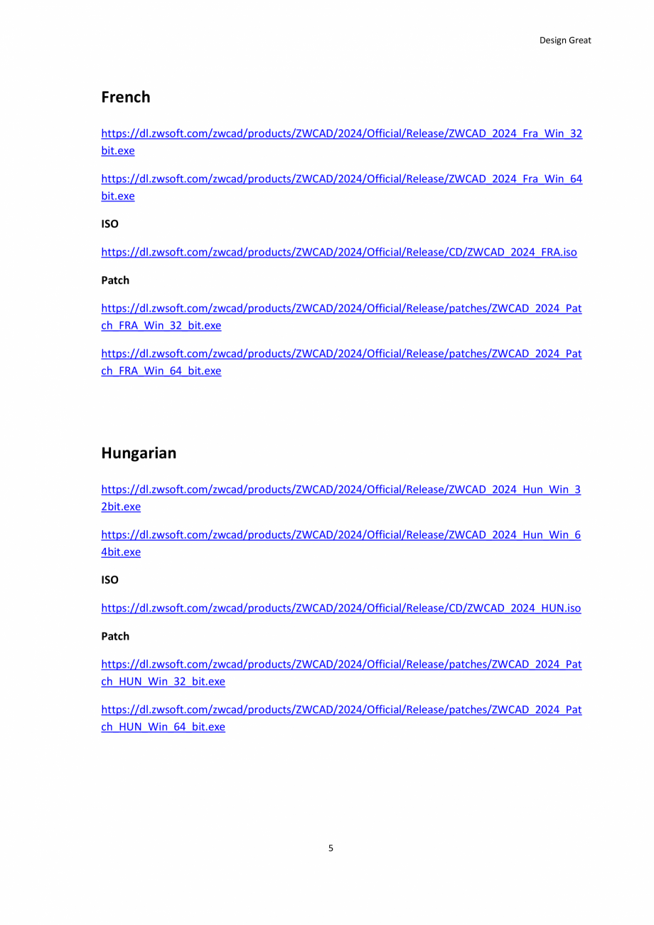Pagina 5-Download links of ZWCAD 2024 Official ZWCAD Standard 2024, Professional 2024, Mechanical 2024 Lista ...
