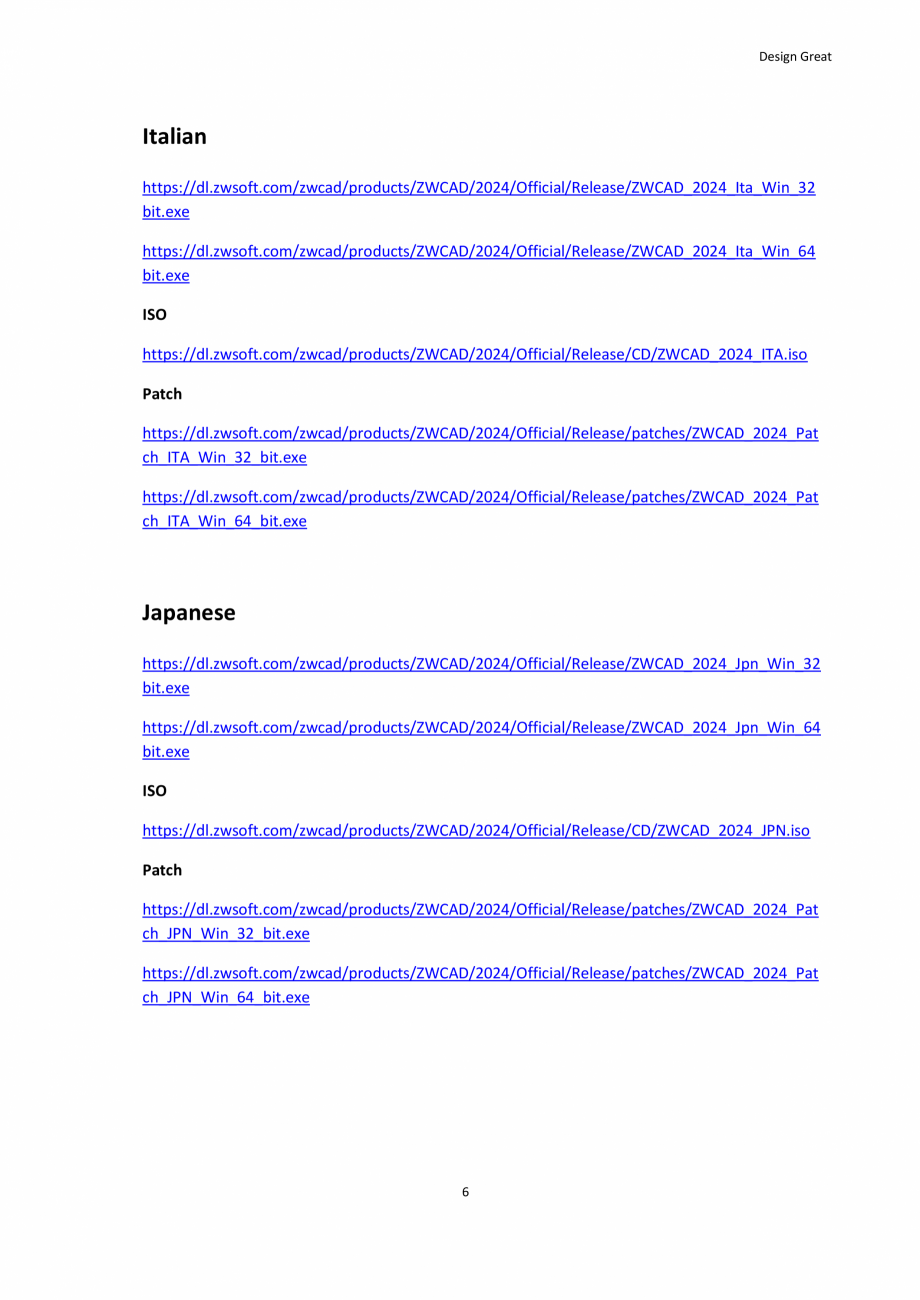 Pagina 6-Download links of ZWCAD 2024 Official ZWCAD Standard 2024, Professional 2024, Mechanical 2024 Lista ...