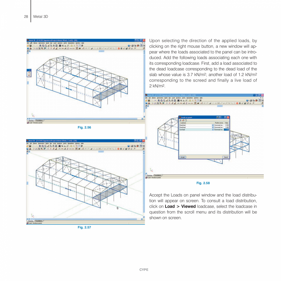 Pagina 28-Exemple practice CYPE CYPE 3D Fisa tehnica Engleza  Add the following loads associating each one...