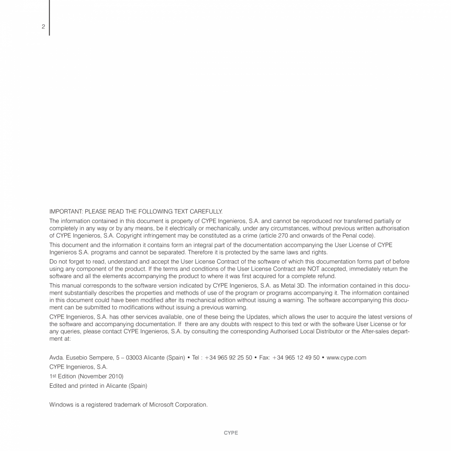 Pagina 2-Manual de utilizare CYPE CYPE 3D Instructiuni montaj, utilizare Engleza the product to where it was ...