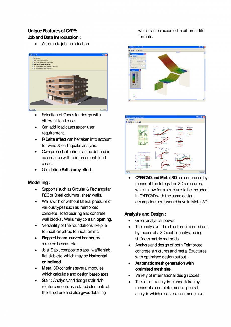 Pagina 2-Software pentru proiectarea in constructii CYPE CYPE 3D, CYPECAD Catalog, brosura Engleza pening....