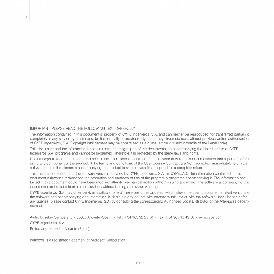 Pagina 2-Manual de calcule CYPE CYPECAD Fisa tehnica Engleza ying the product to where it was first acquired ...