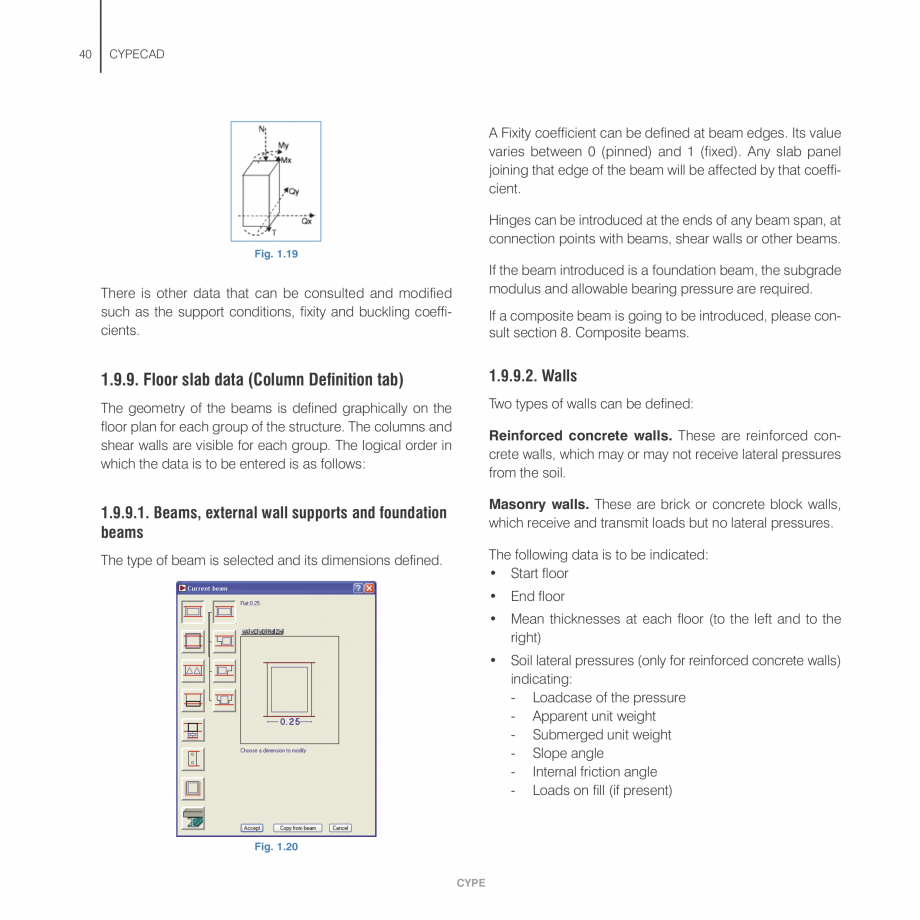 Pagina 40-Manual de calcule CYPE CYPECAD Fisa tehnica Engleza  of bars fixed at either end and those with one ...