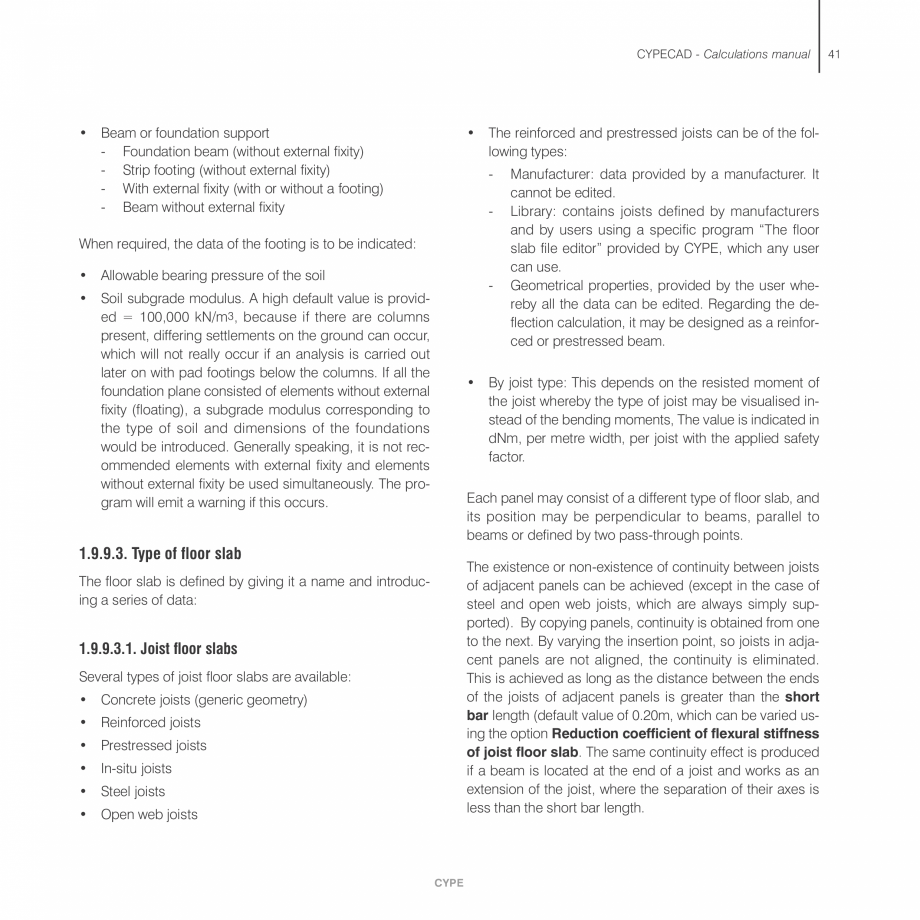 Pagina 41-Manual de calcule CYPE CYPECAD Fisa tehnica Engleza e). The coefficients corresponding to the top of...