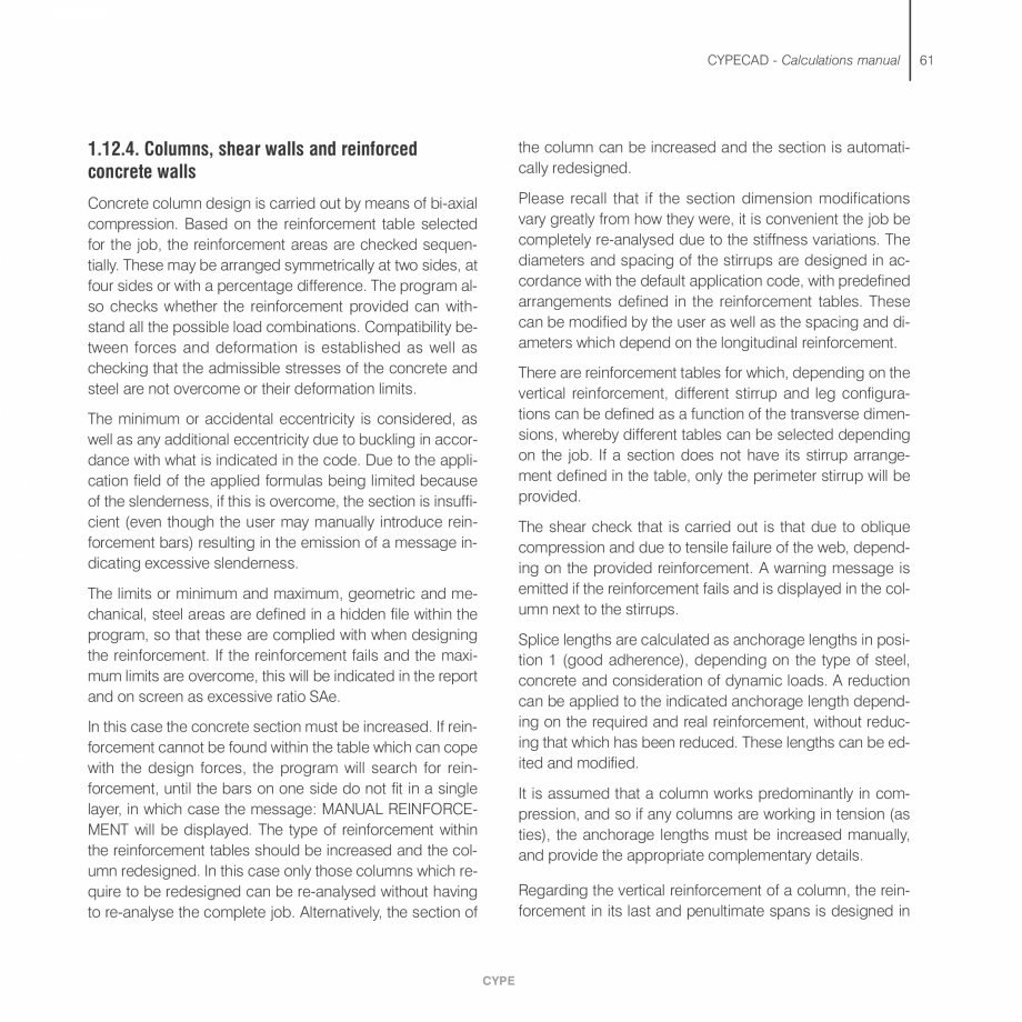 Pagina 61-Manual de calcule CYPE CYPECAD Fisa tehnica Engleza cally, from material failure, bearing pressures ...