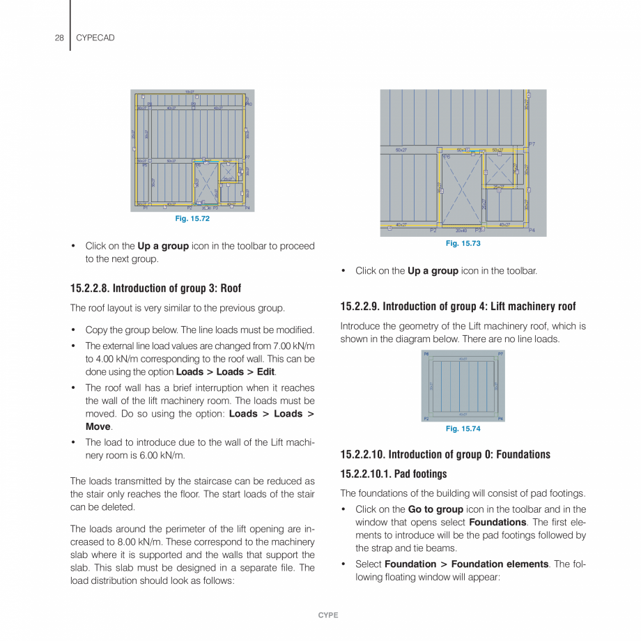 Pagina 28-Exemple practice CYPE CYPECAD Fisa tehnica Engleza be set to Centre. Click on column P1.
When the...