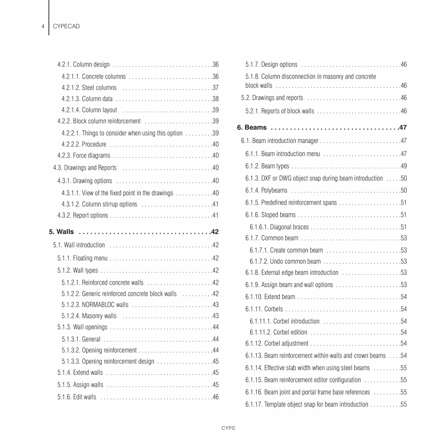 Pagina 4-Manual de utilizare CYPE CYPECAD Instructiuni montaj, utilizare Engleza  . . . . . . . . . . . . . ....