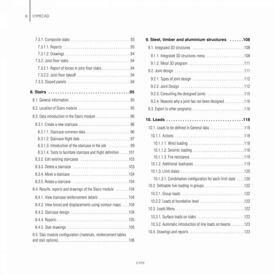 Pagina 6-Manual de utilizare CYPE CYPECAD Instructiuni montaj, utilizare Engleza arts . . . . . . . . . . . ....
