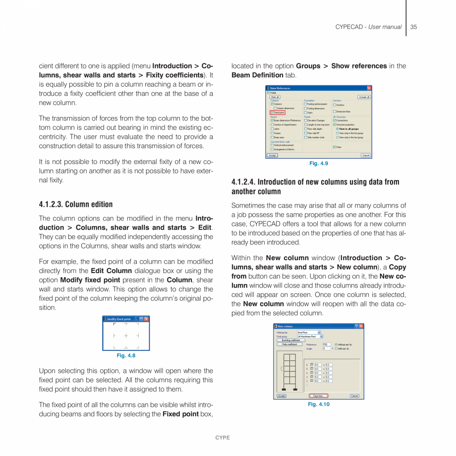 Pagina 35-Manual de utilizare CYPE CYPECAD Instructiuni montaj, utilizare Engleza n tab,
Beams/Walls menu....