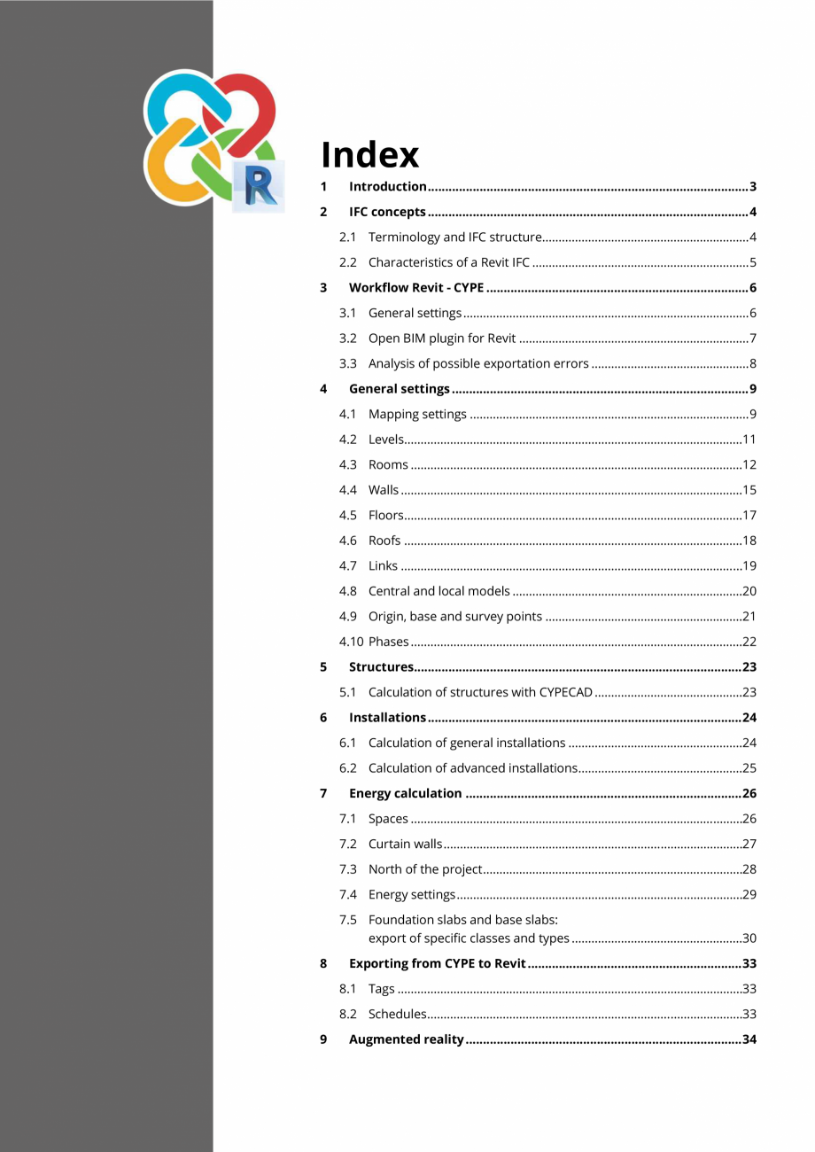 Pagina 2 - Ghid de interoperabilitate CYPE - REVIT CYPE Catalog, brosura Engleza ......................