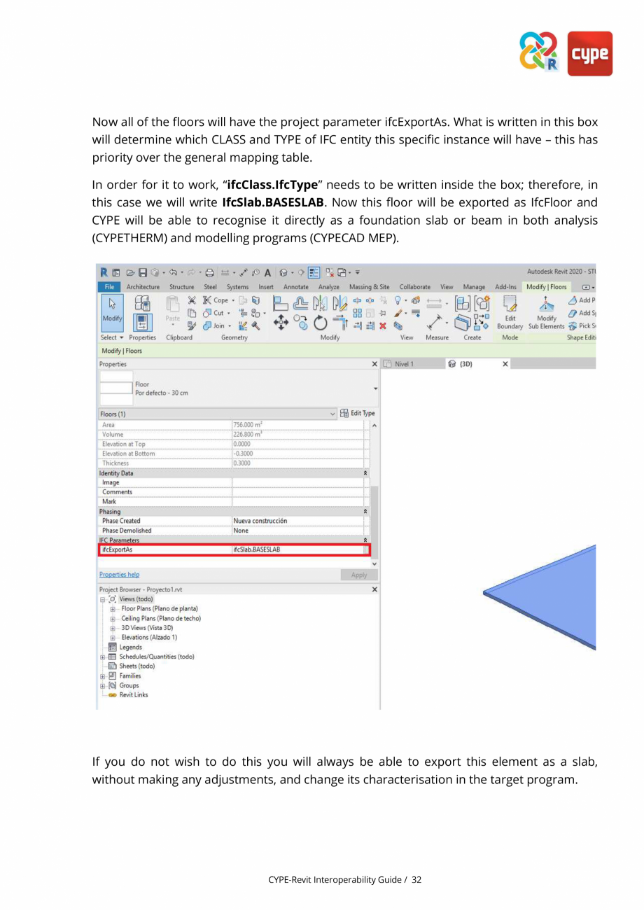 Pagina 32-Ghid de interoperabilitate CYPE - REVIT CYPE Catalog, brosura Engleza l the concrete elements in DWG...