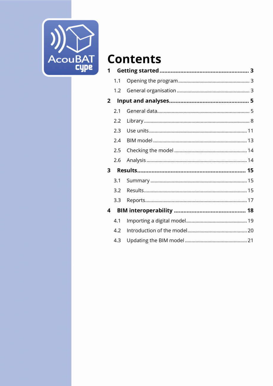 Pagina 2-AcouBAT by CYPE - Manual de utilizare CYPE Instructiuni montaj, utilizare Engleza .....................