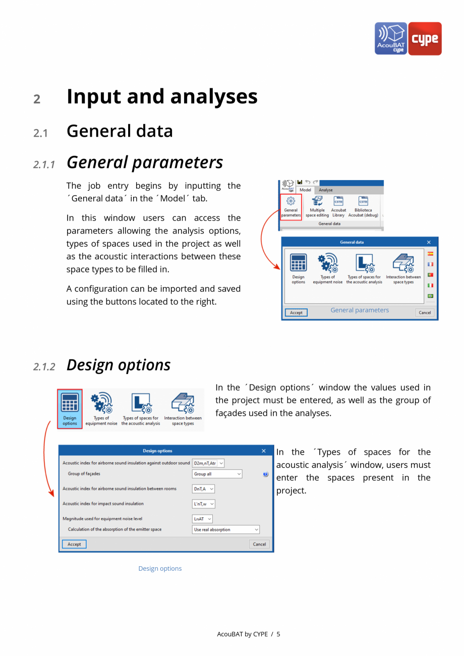 Pagina 5-AcouBAT by CYPE - Manual de utilizare CYPE Instructiuni montaj, utilizare Engleza  must be entered, ...