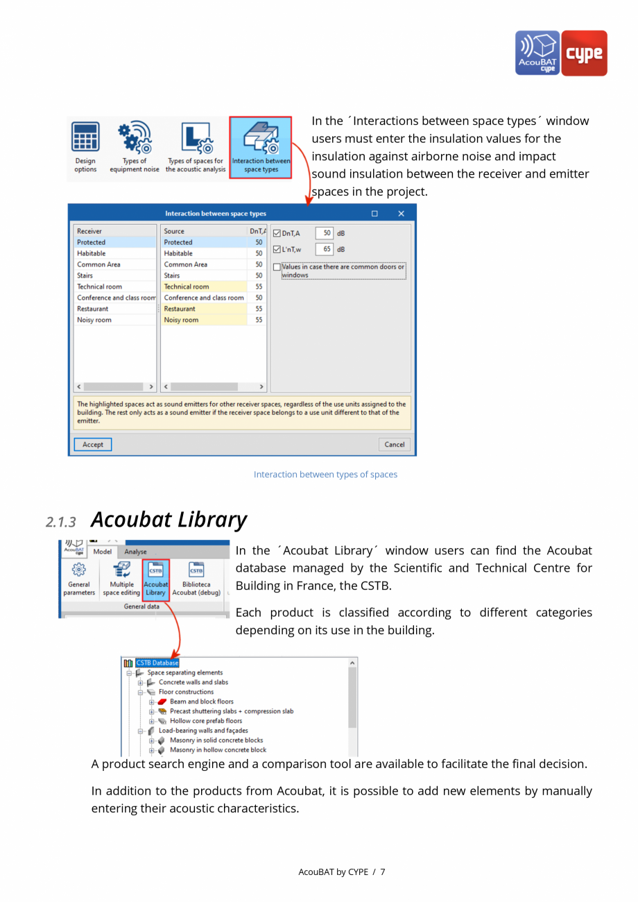 Pagina 7-AcouBAT by CYPE - Manual de utilizare CYPE Instructiuni montaj, utilizare Engleza coustic analysis, ...