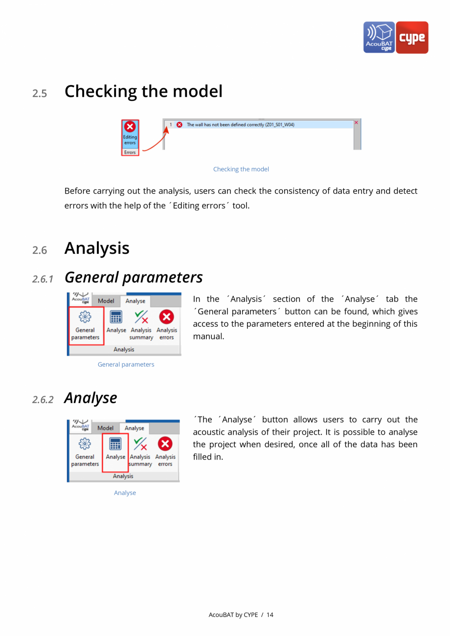 Pagina 14-AcouBAT by CYPE - Manual de utilizare CYPE Instructiuni montaj, utilizare Engleza  the possibility...